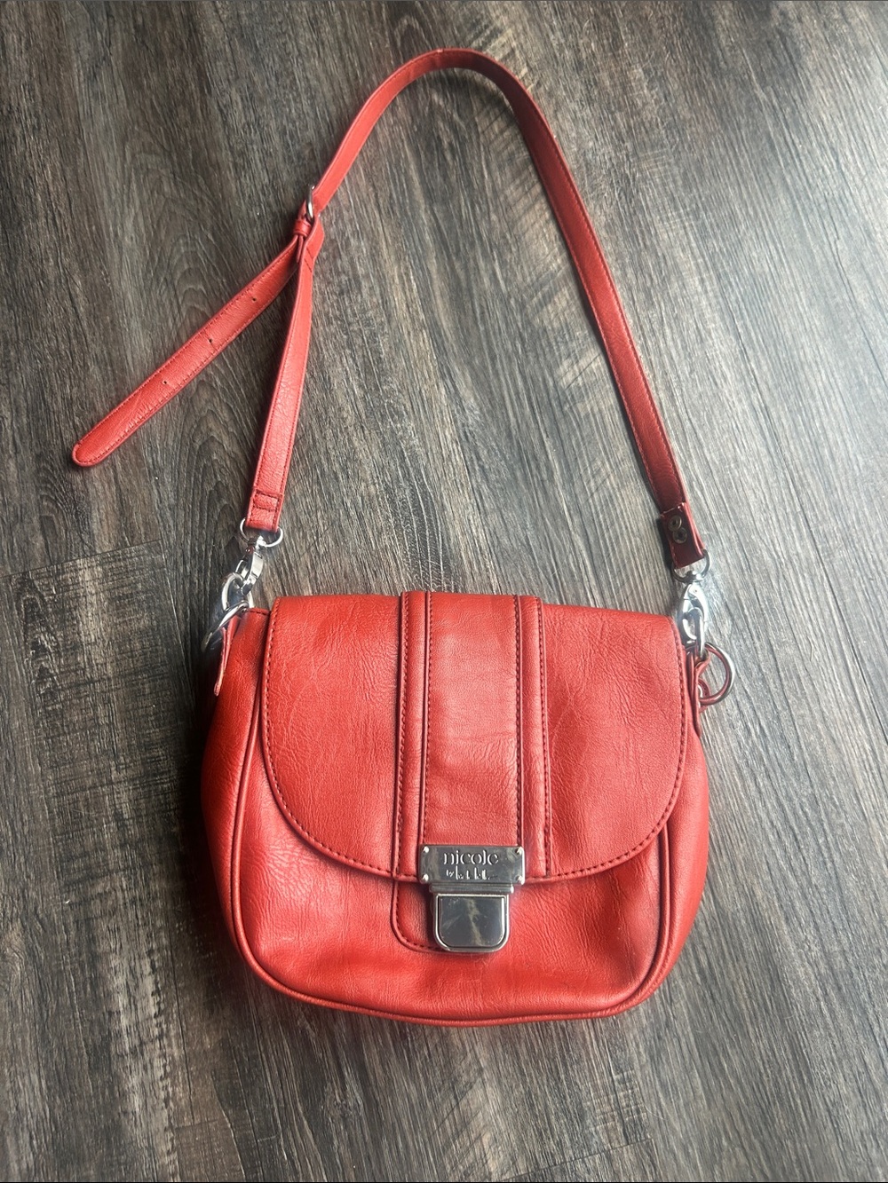 Nicole orange Red Crossbody Leather Flap Bag